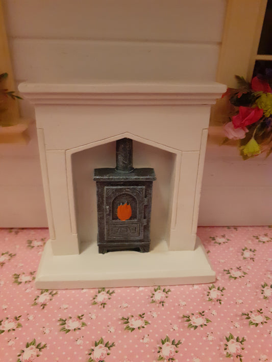 Log Burner with Fire Surround